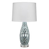 Coastal Style Filigree Light Blue Ceramic Table Lamp Table Lamps LOOMLAN By Jamie Young