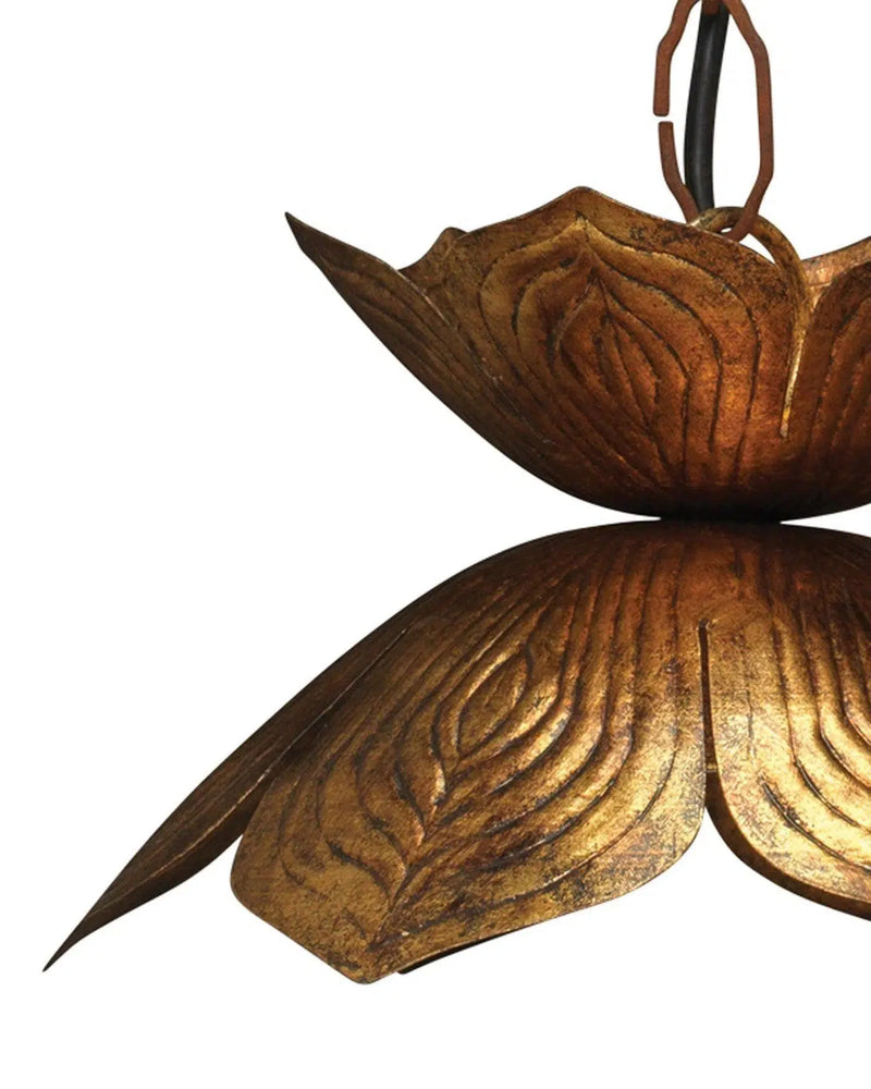 Coastal Style Gold Iron Flowering Lotus Pendant - Small Pendants LOOMLAN By Jamie Young