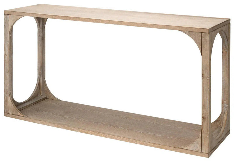 Coastal Style Grey Fir Veneer Everett Openwork Console Table Console Tables LOOMLAN By Jamie Young