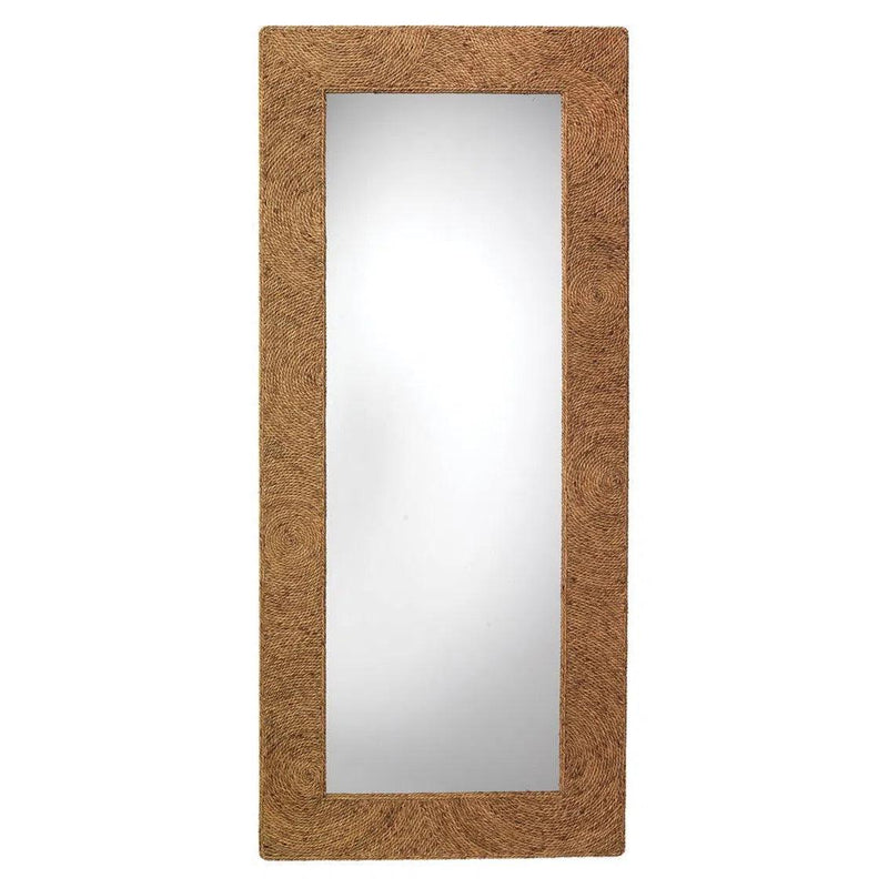 Coastal Style Natural Seagrass Harbor Floor Wall Mirror Floor Mirrors LOOMLAN By Jamie Young