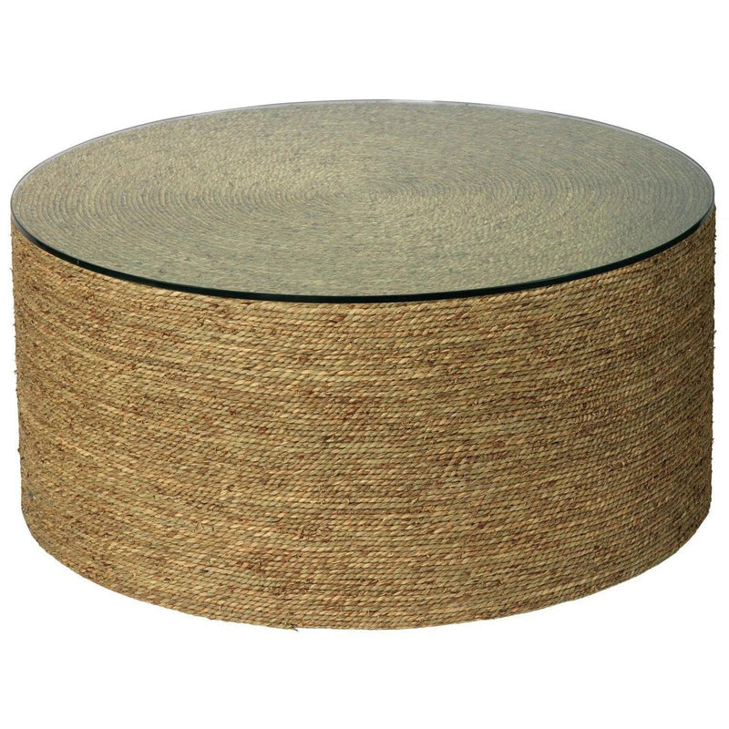 Coastal Style Natural Seagrass Round Harbor Coffee Table Coffee Tables LOOMLAN By Jamie Young