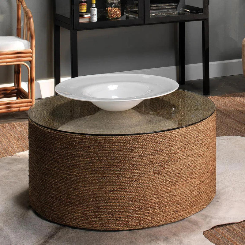 Coastal Style Natural Seagrass Round Harbor Coffee Table Coffee Tables LOOMLAN By Jamie Young