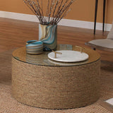 Coastal Style Natural Seagrass Round Harbor Coffee Table Coffee Tables LOOMLAN By Jamie Young