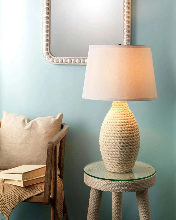 Coastal Style Off-White Rope Table Lamp Table Lamps LOOMLAN By Jamie Young