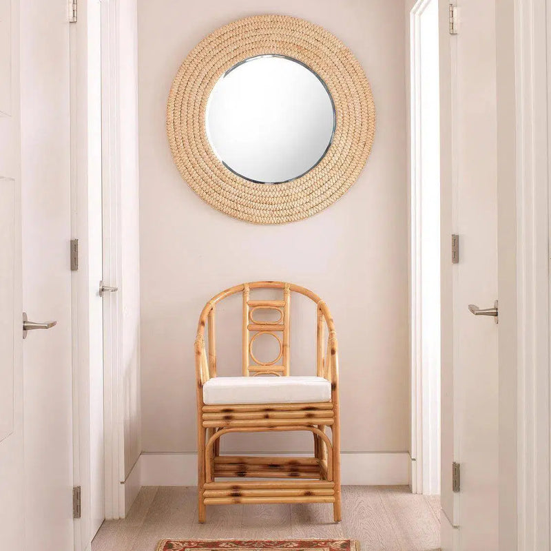 Coastal Style Round Seagrass Hand-Woven Meadow Wall Mirror Wall Mirrors LOOMLAN By Jamie Young