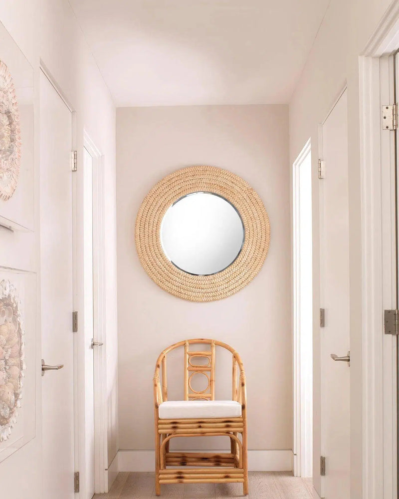 Coastal Style Round Seagrass Hand-Woven Meadow Wall Mirror Wall Mirrors LOOMLAN By Jamie Young