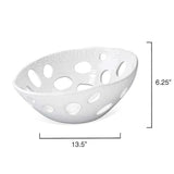 Coastal Style White Ceramic Crater Asymmetric Bowl Boxes & Bowls LOOMLAN By Jamie Young