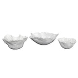 Coastal Style White Ceramic Fleur Ceramic Bowls (set of 3) Boxes & Bowls LOOMLAN By Jamie Young