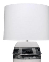 Coastal Style White Ceramic Horizon Striped Table Lamp Table Lamps LOOMLAN By Jamie Young