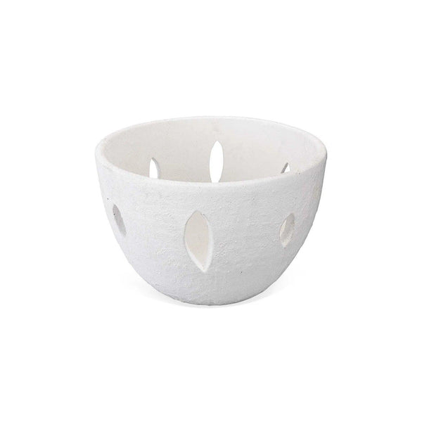 Coastal Style White Ceramic Lacerated Bowl Boxes & Bowls LOOMLAN By Jamie Young