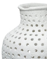 Coastal Style White Ceramic Porous Vase Vases & Jars LOOMLAN By Jamie Young