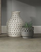 Coastal Style White Ceramic Porous Vase Vases & Jars LOOMLAN By Jamie Young