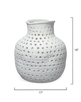 Coastal Style White Ceramic Porous Vase Vases & Jars LOOMLAN By Jamie Young