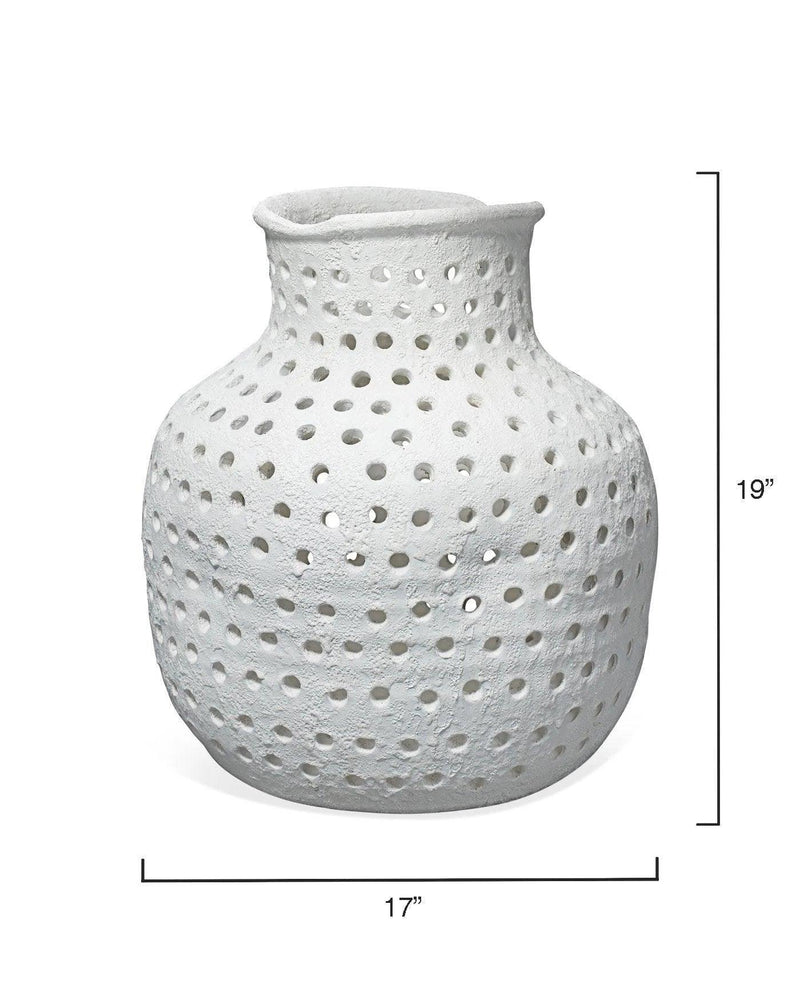 Coastal Style White Ceramic Porous Vase Vases & Jars LOOMLAN By Jamie Young