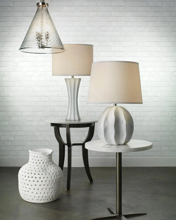 Coastal Style White Ceramic Urchin Table Lamp Table Lamps LOOMLAN By Jamie Young