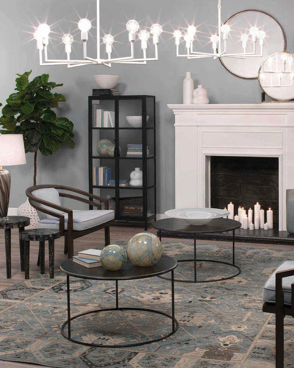 Coastal Style White Gesso Mid-Century Modern Park Chandelier Chandeliers LOOMLAN By Jamie Young