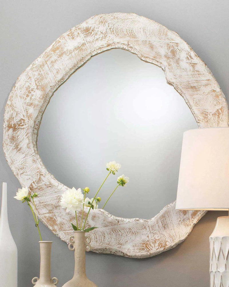 Coastal Style White Resin Vaughn Wall Mirror Wall Mirrors LOOMLAN By Jamie Young