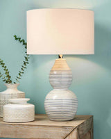 Coastal Style White/Blue Ceramic Catalina Wave Table Lamp Table Lamps LOOMLAN By Jamie Young