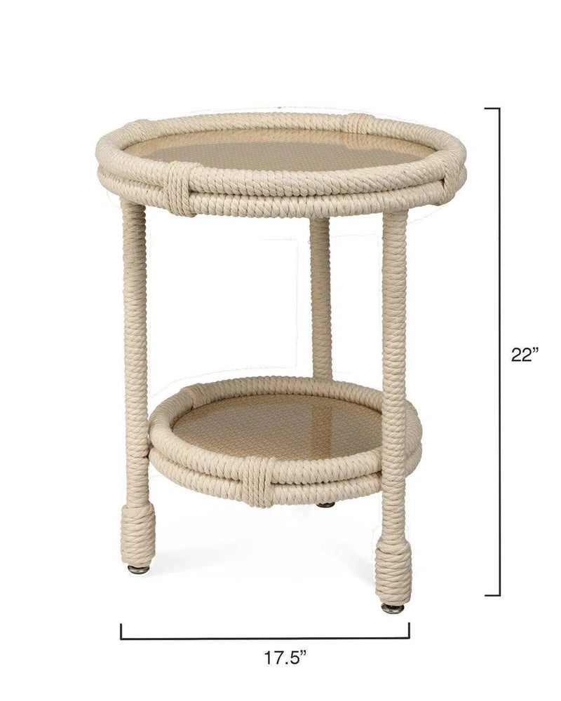 Coastal White Rope Mid Century Modern Side Table With Storage Side Tables LOOMLAN By Jamie Young