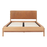 Colby Leather and Wood Camel Bed Beds LOOMLAN By Moe's Home