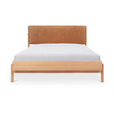 Colby Leather and Wood Camel Bed Beds LOOMLAN By Moe's Home