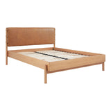 Colby Leather and Wood Camel Bed Beds LOOMLAN By Moe's Home