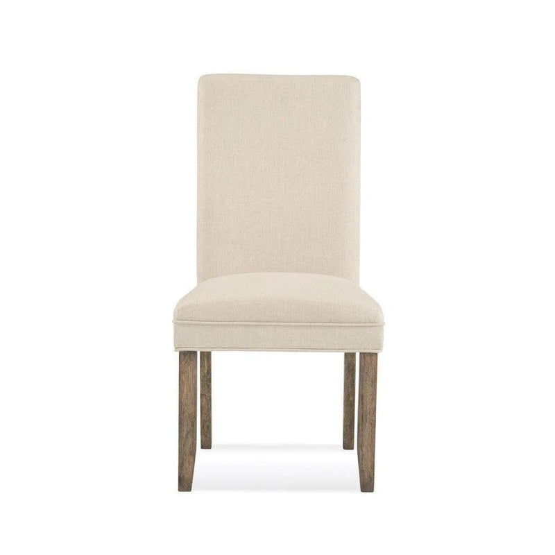 Colby Rubberwood Linen Fabric White Armless Parsons Chair Club Chairs LOOMLAN By Bassett Mirror