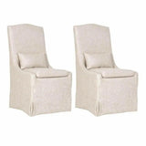 Colette Slipcover Dining Chair Set of 2 Bisque French Linen Dining Chairs LOOMLAN By Essentials For Living