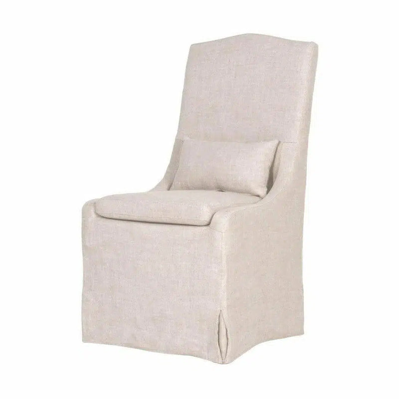 Colette Slipcover Dining Chair Set of 2 Bisque French Linen Dining Chairs LOOMLAN By Essentials For Living