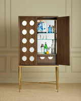 Colette Steel and Glass Brown Bar Cabinet Home Bar Cabinets LOOMLAN By Currey & Co