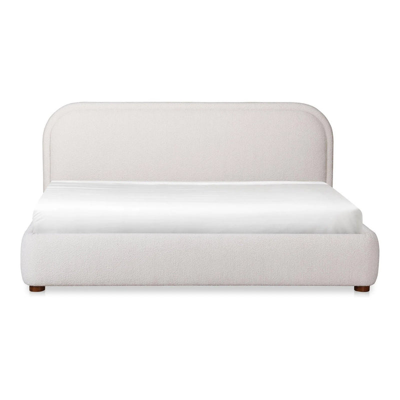 Colin Ivory Off White Velvet Bed Frame Beds LOOMLAN By Moe's Home