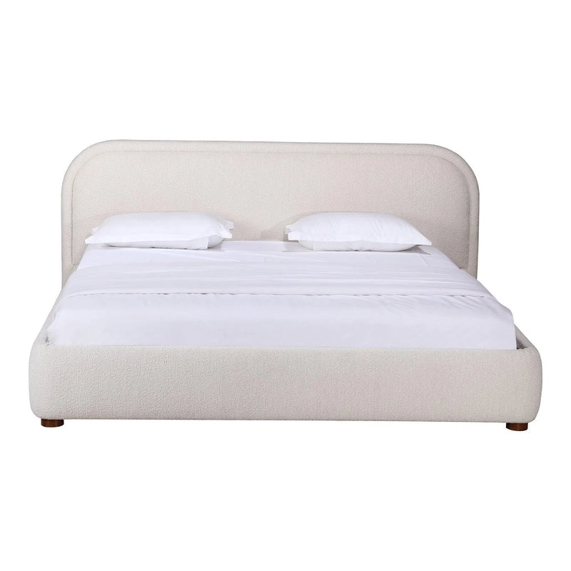 Colin Ivory Off White Velvet Bed Frame Beds LOOMLAN By Moe's Home