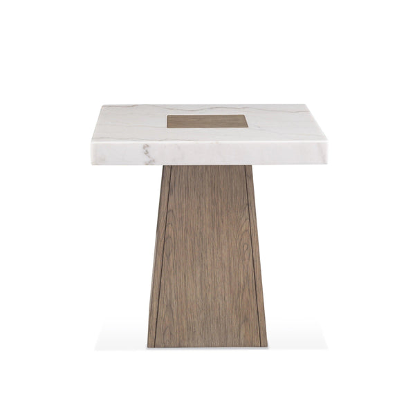 Collinston Wood and Marble White Square End Table Side Tables LOOMLAN By Bassett Mirror