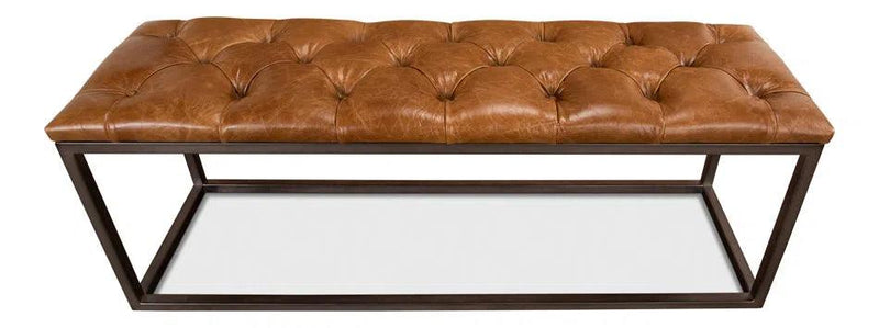 Cologne Brown Leather Bench Bedroom Benches LOOMLAN By Sarreid