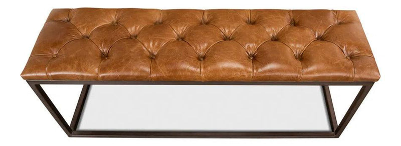 Cologne Brown Leather Bench Bedroom Benches LOOMLAN By Sarreid