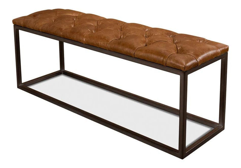 Cologne Brown Leather Bench Bedroom Benches LOOMLAN By Sarreid