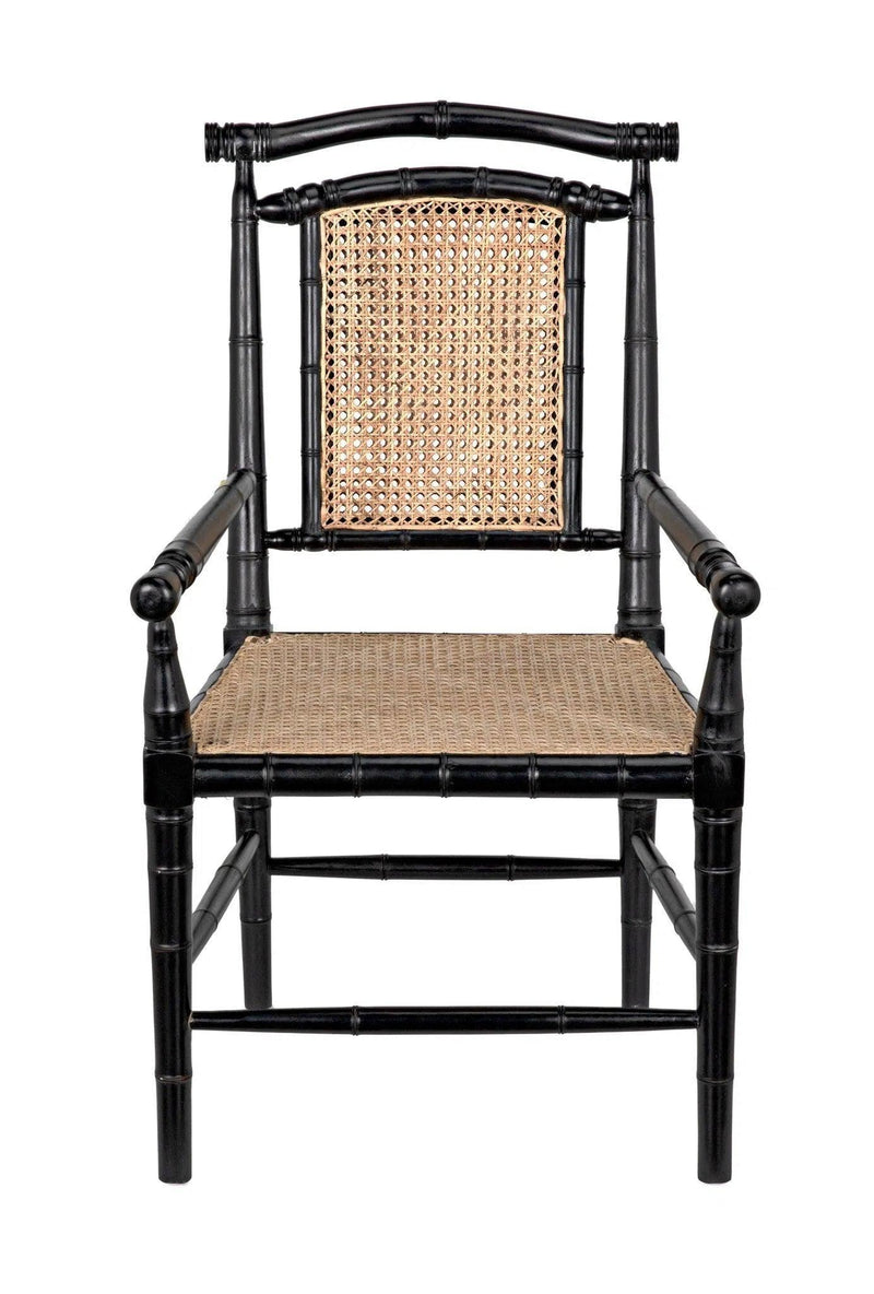 Colonial Bamboo Wood Black Arm Chair Club Chairs LOOMLAN By Noir