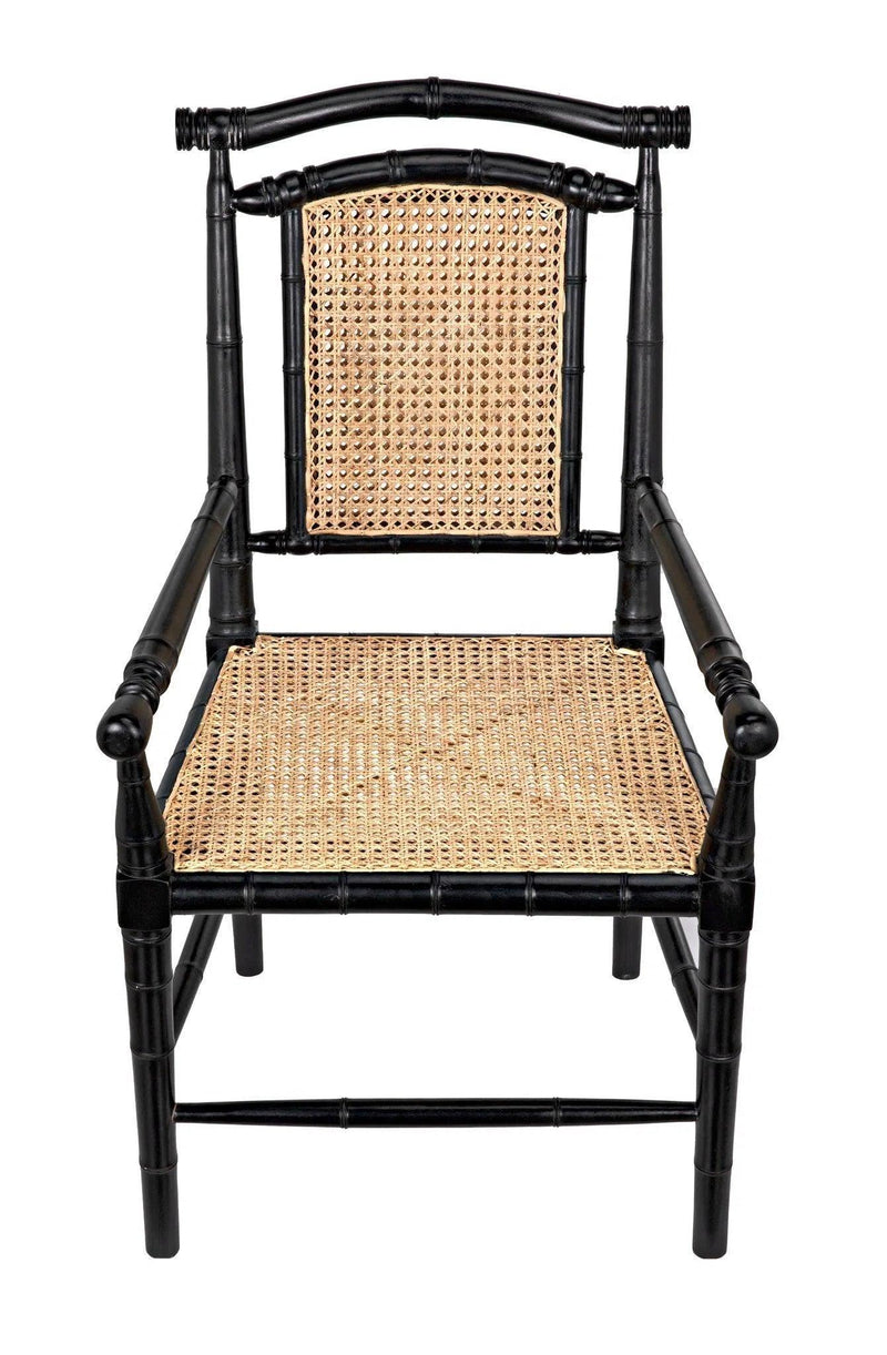 Colonial Bamboo Wood Black Arm Chair Club Chairs LOOMLAN By Noir