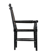 Colonial Bamboo Wood Black Arm Chair Club Chairs LOOMLAN By Noir