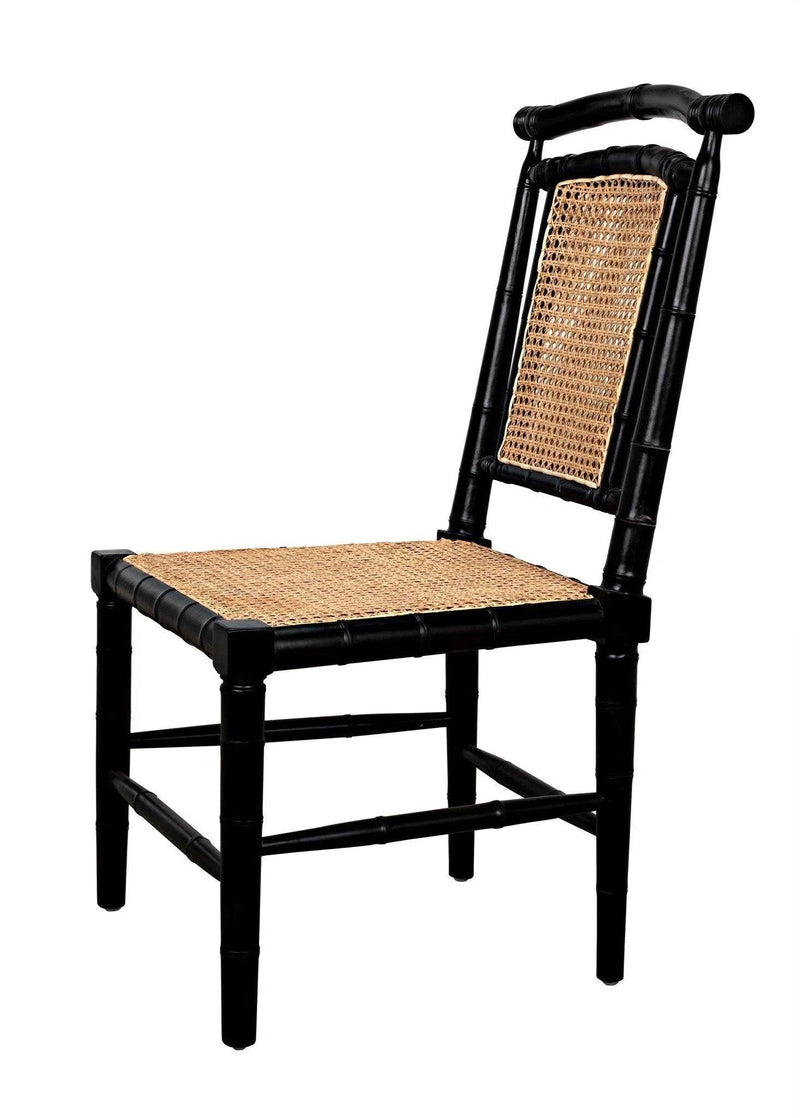 Colonial Bamboo Wood Black Armless Side Chair Club Chairs LOOMLAN By Noir