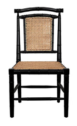 Colonial Bamboo Wood Black Armless Side Chair Club Chairs LOOMLAN By Noir