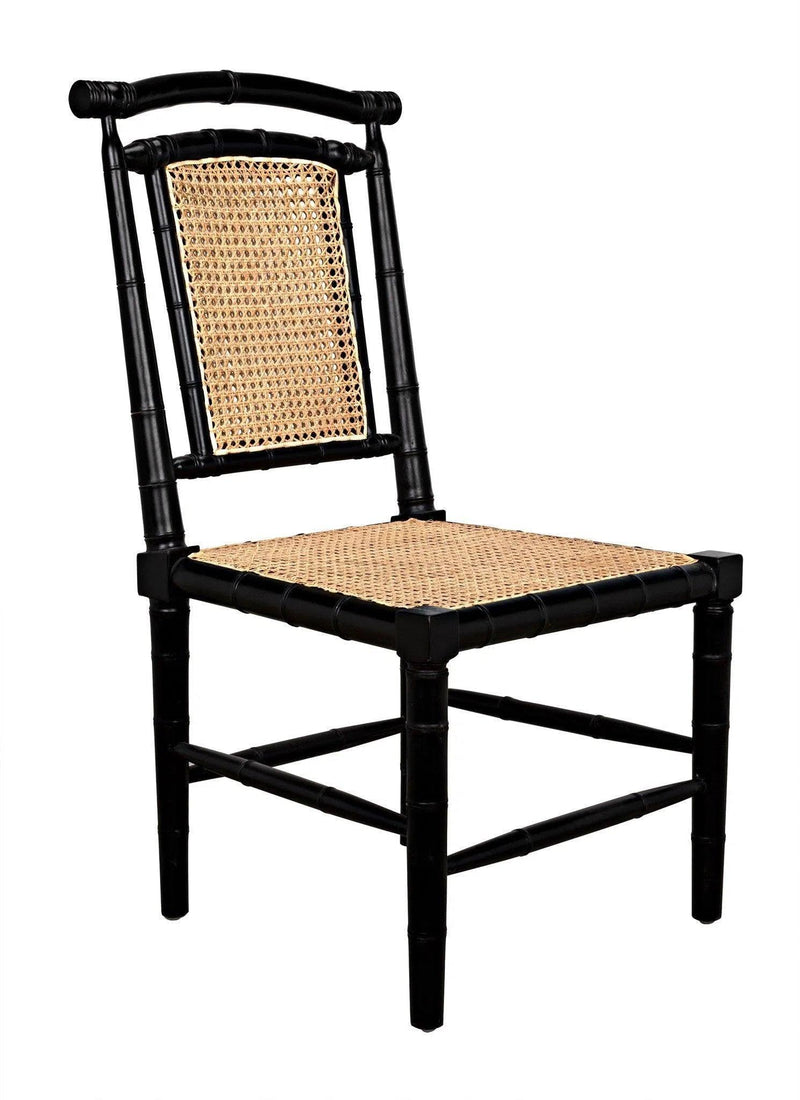 Colonial Bamboo Wood Black Armless Side Chair Club Chairs LOOMLAN By Noir