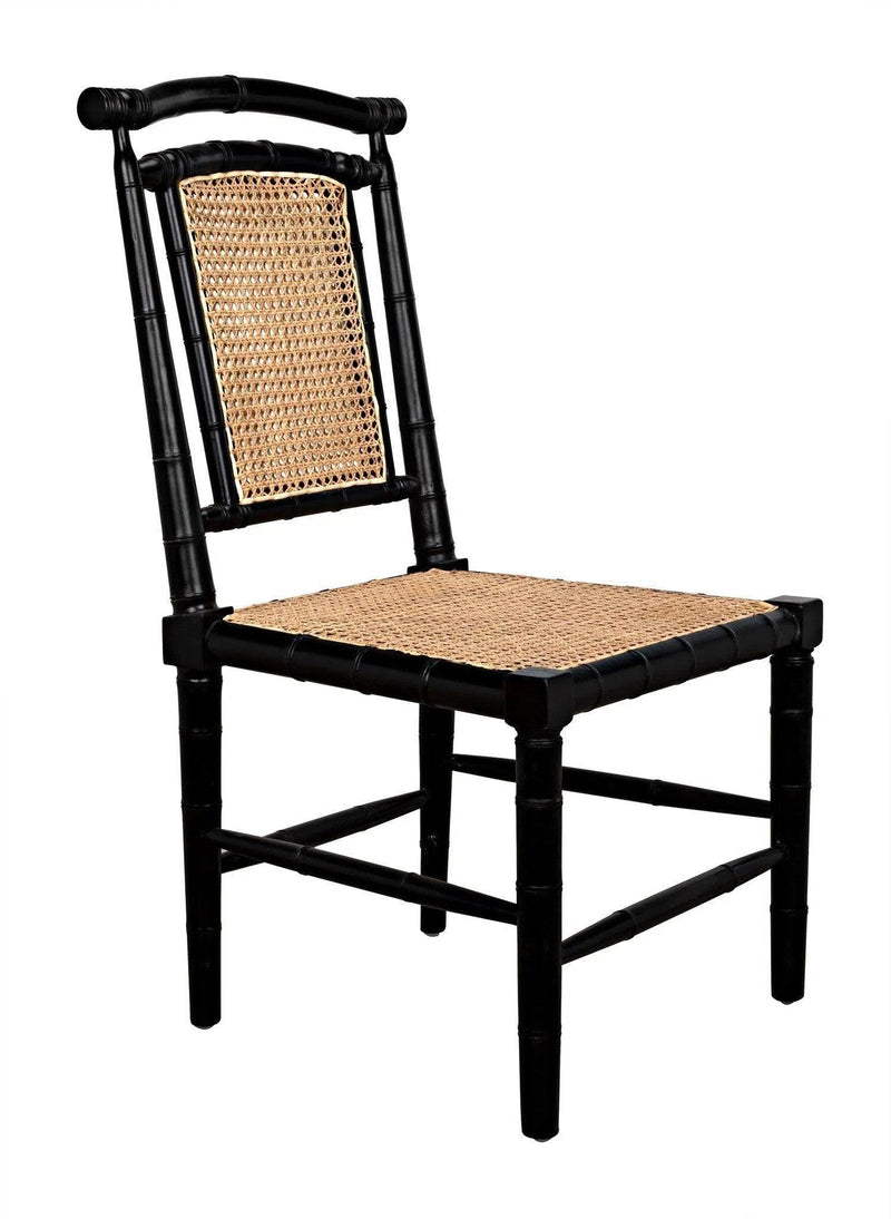 Colonial Bamboo Wood Black Armless Side Chair Club Chairs LOOMLAN By Noir