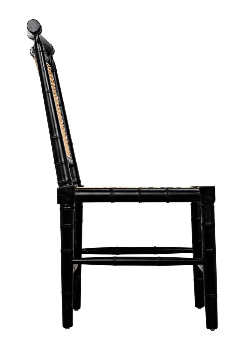 Colonial Bamboo Wood Black Armless Side Chair Club Chairs LOOMLAN By Noir