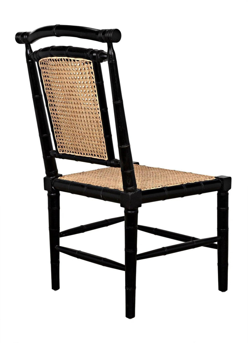 Colonial Bamboo Wood Black Armless Side Chair Club Chairs LOOMLAN By Noir