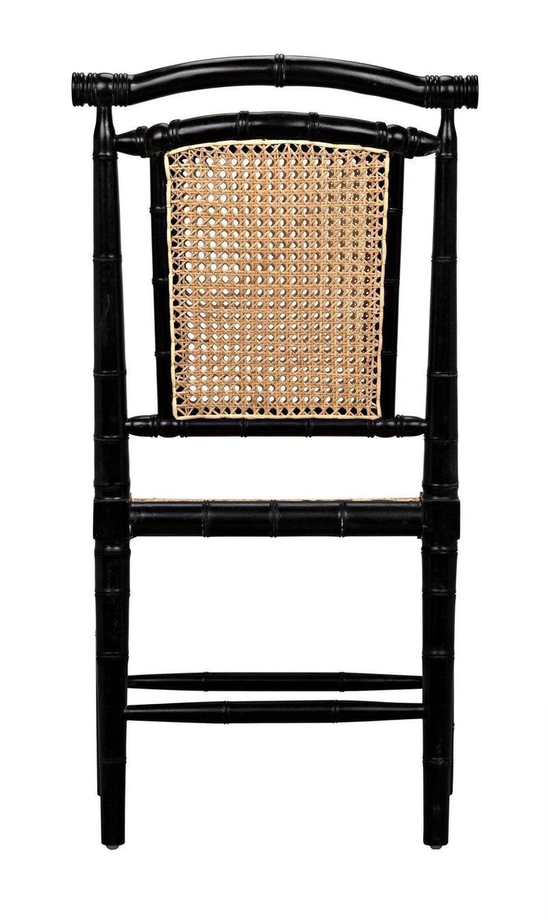 Colonial Bamboo Wood Black Armless Side Chair Club Chairs LOOMLAN By Noir