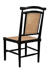 Colonial Bamboo Wood Black Armless Side Chair Club Chairs LOOMLAN By Noir