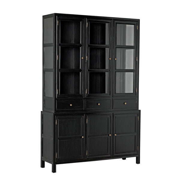 Colonial Wood Black Hutch Buffets & Curios LOOMLAN By Noir