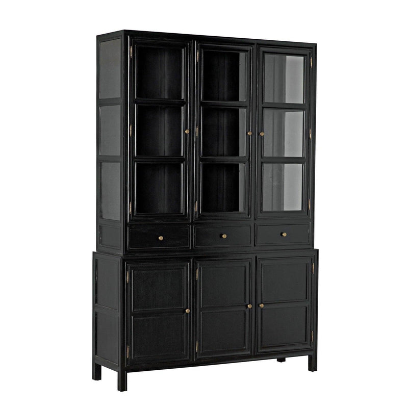 Colonial Wood Black Hutch Buffets & Curios LOOMLAN By Noir