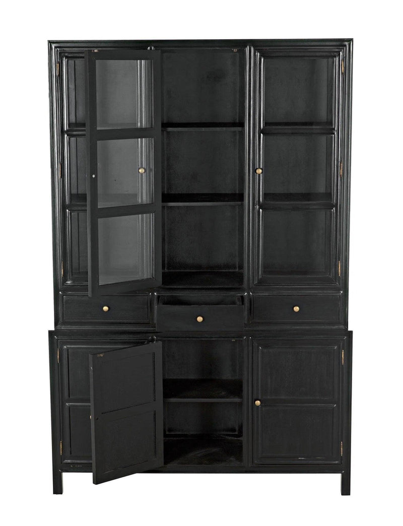 Colonial Wood Black Hutch Buffets & Curios LOOMLAN By Noir